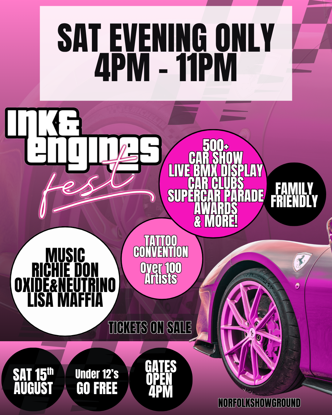 SATURDAY 15th AUG - EVENING TICKET ONLY 4PM-11PM